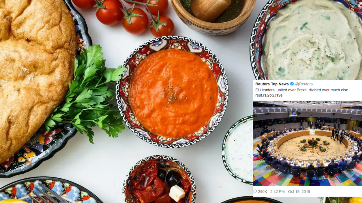 Someone pointed out this EU meeting looks like hummus and no one can unsee it