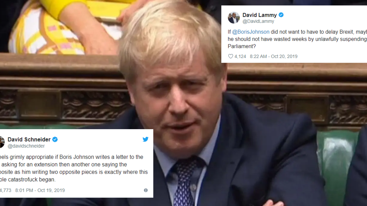 Boris Johnson mocked for requesting Brexit extension after he swore he wouldn't