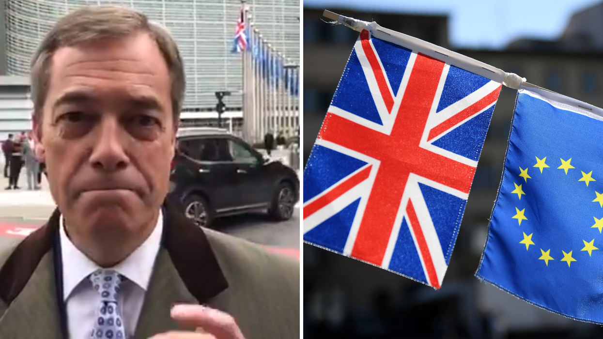 Nigel Farage heckled outside EU by someone reminding him what continent the UK is part of