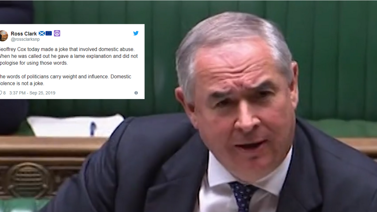 Tory frontbencher Geoffrey Cox made a domestic violence 'joke' and no one is laughing