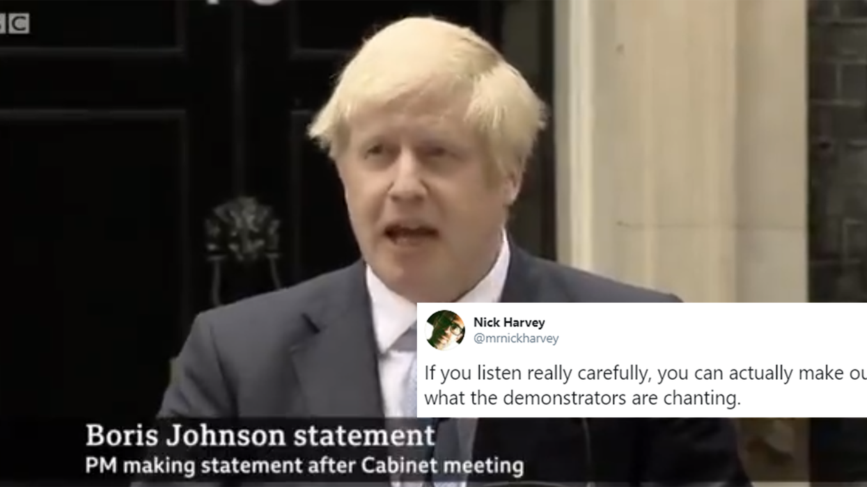 This video re-imagines what Downing Street demonstrators were really chanting at Boris Johnson