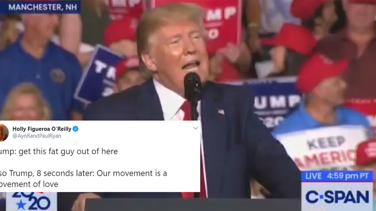 Trump fat-shamed protester then seconds later said 'our movement is a movement of love'