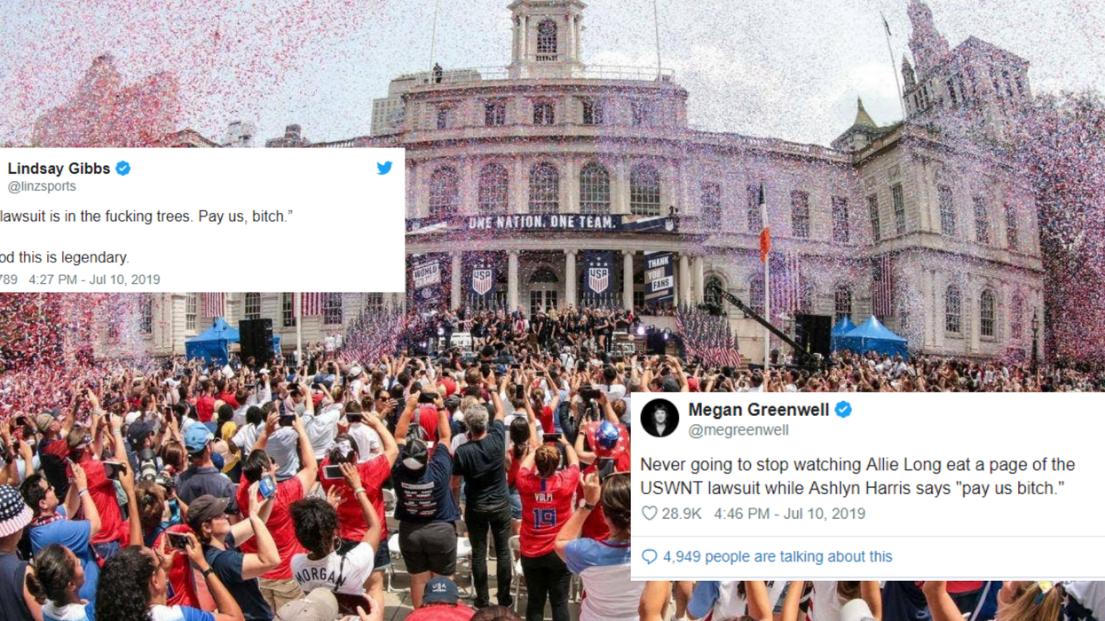 US women's football team used a gender discrimination lawsuit as confetti and people are obsessed