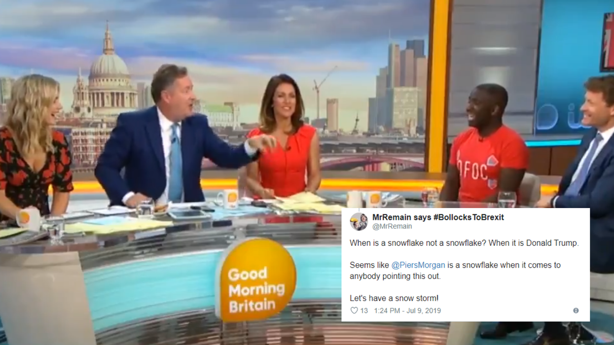 A Remainer called Trump a snowflake live on TV and Piers Morgan's response was hilarious