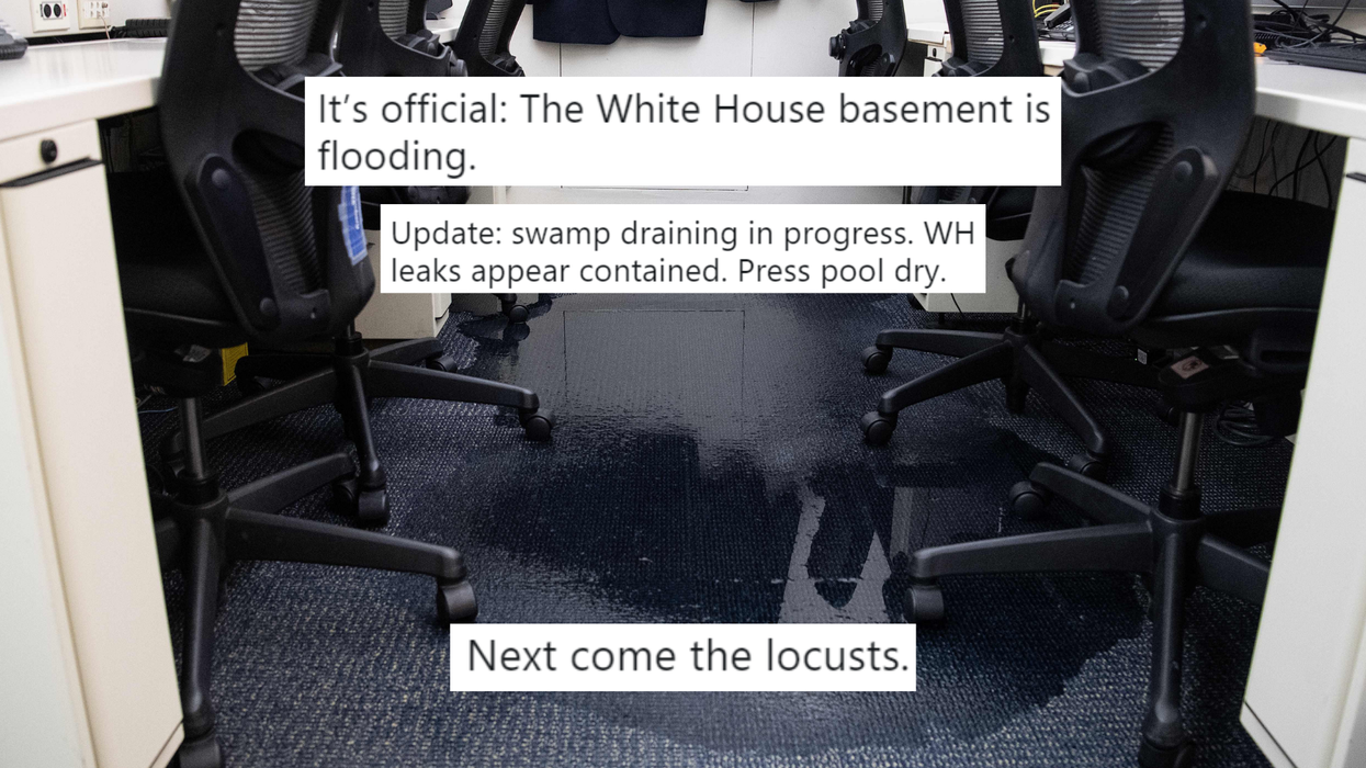 The White House started leaking during torrential rain and the jokes wrote themselves