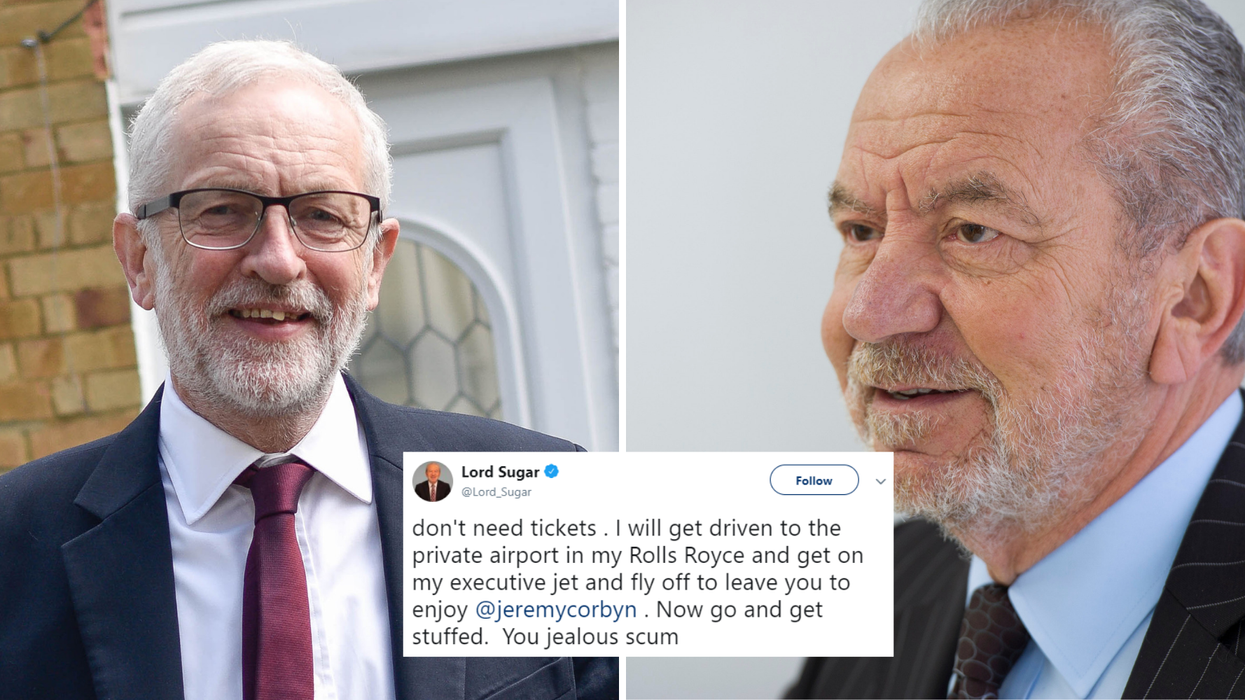 Lord Alan Sugar threatened to leave the UK under a Corbyn government again. It didn’t go well