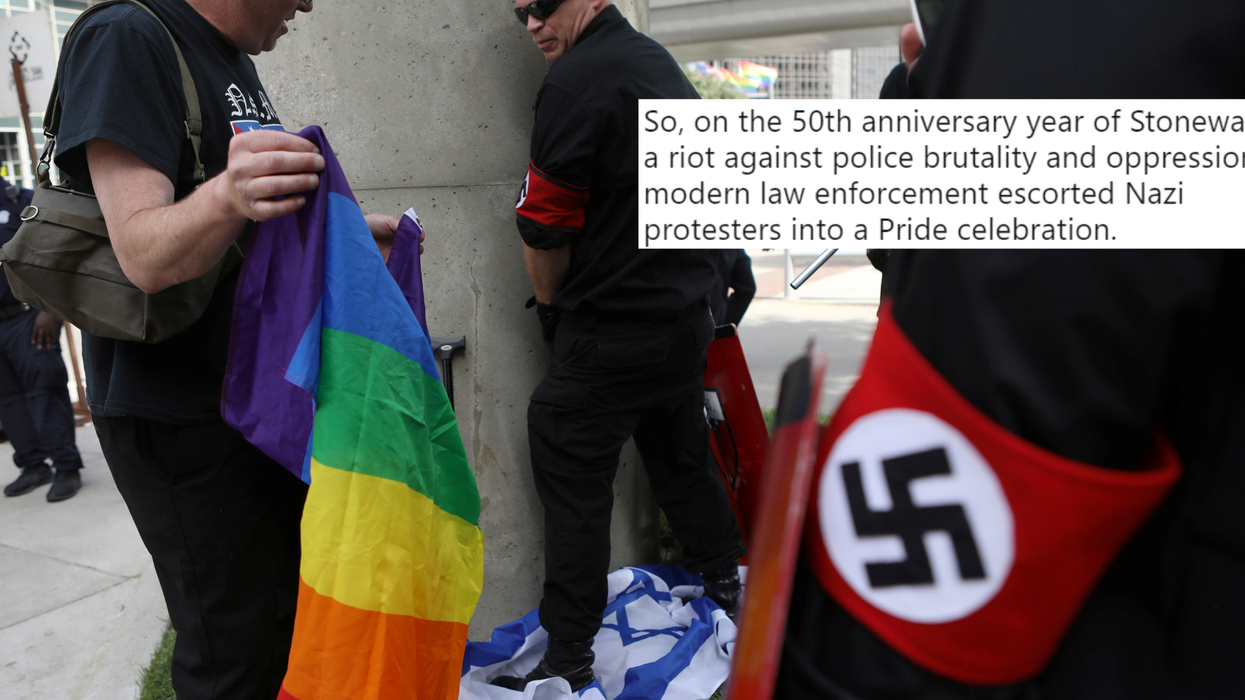 Neo-Nazi protesters disrupt LGBT+ pride march and 'rip up rainbow flags'