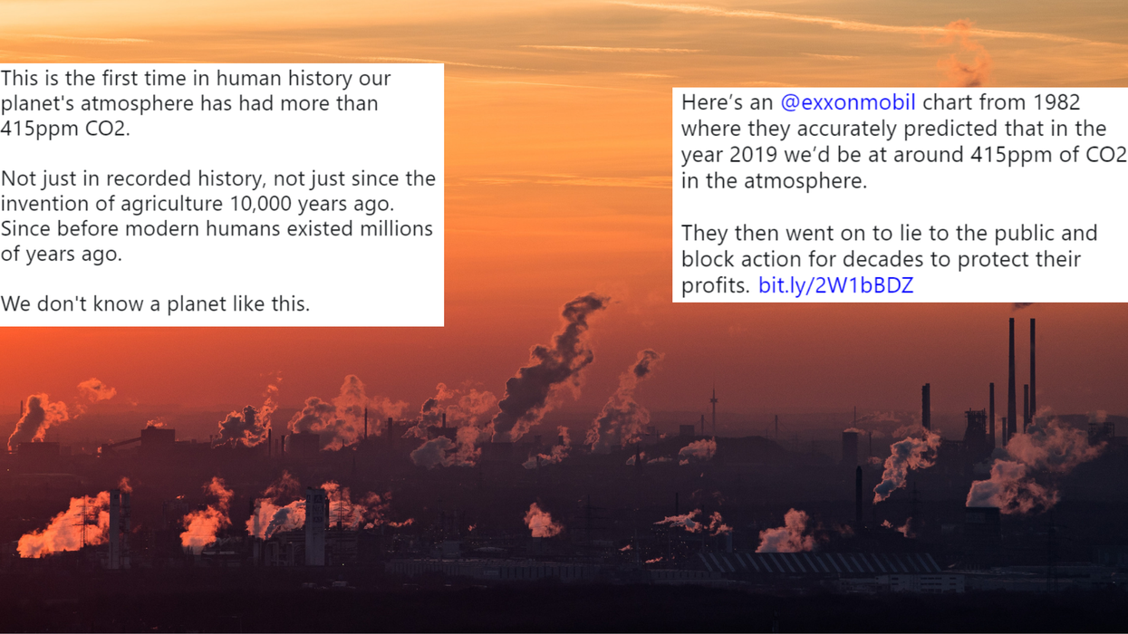 Levels of atmospheric CO2 just broke records and this chart shows Exxon knew it would in 1982
