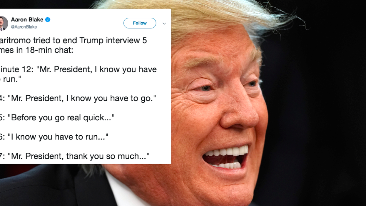 Trump asked to wrap up Fox News interview five times in cringe-worthy clip