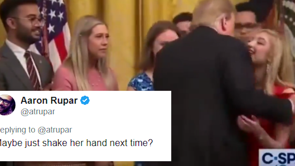 Trump kissing a college student's head is the most uncomfortable thing you'll see today