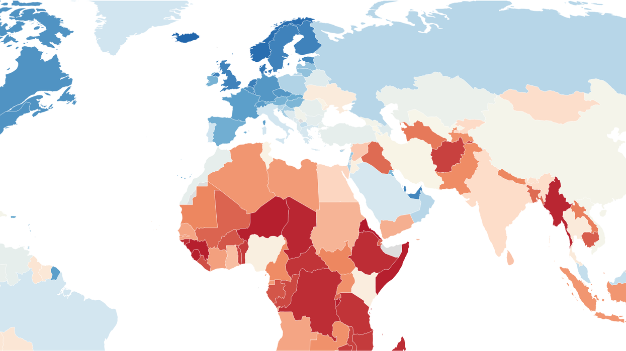 A map of countries with the worst internet access