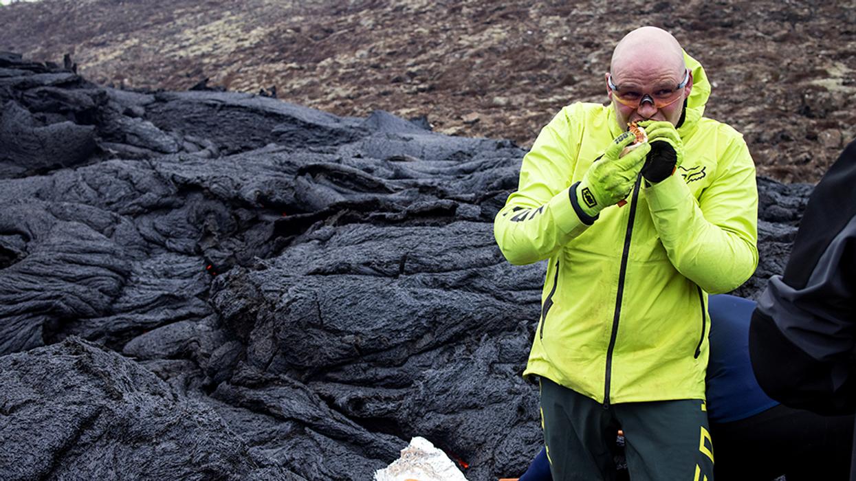 Scientists cook hot dogs on lava after volcano erupts in Iceland