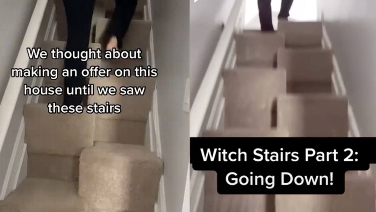 House hunting couple go viral after sharing video of property with bizarre staircase