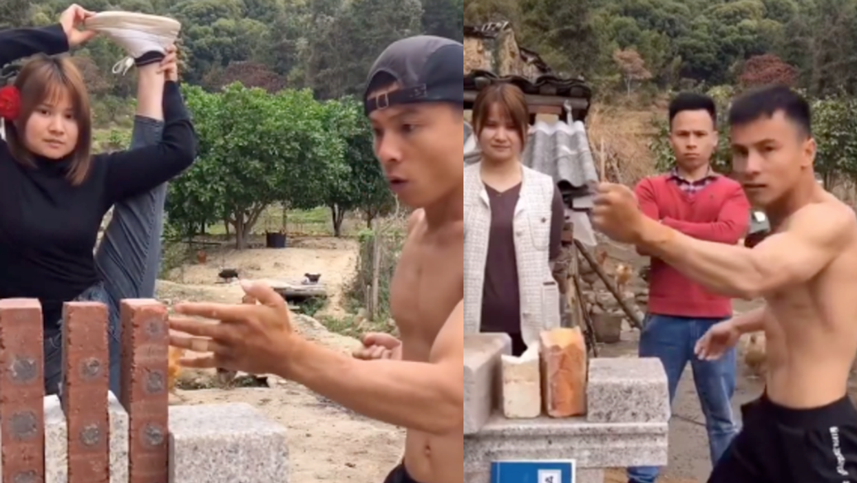 A man has punched a brick in half from a one-inch distance and no-one can believe it