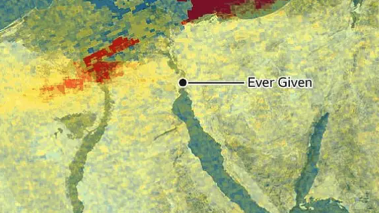 Map reveals how Ever Given Suez Canal blockage caused huge spike in air pollution