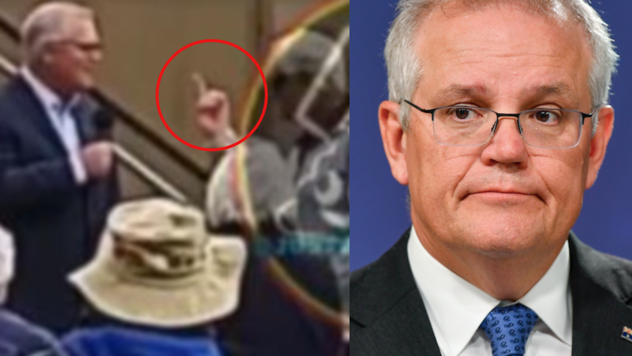 Australian PM Scott Morrison casually flipped off during a speech