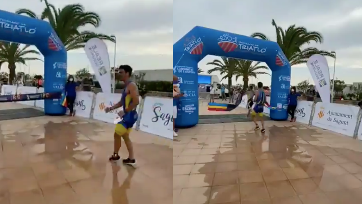 Runner gets pipped to the finish line in the most hilariously unfortunate way possible