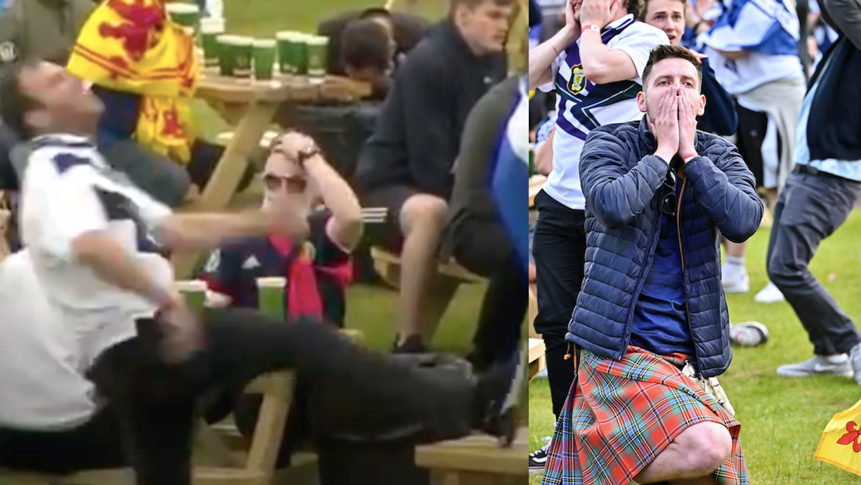 Scotland’s exit from Euro 2020 summed up by this fan attempting to kick a table