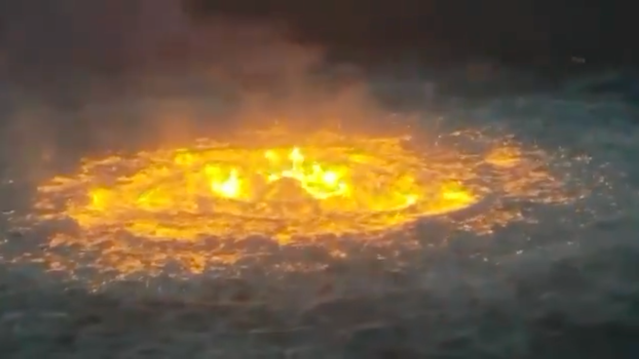 The Gulf of Mexico burst into flames after a pipeline ruptured and the footage is horrifying