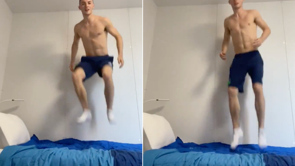 Gymnast goes viral with ‘bounce test’ as he debunks rumour that cardboard Olympic beds are ‘anti-sex’