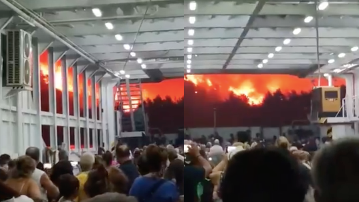 Terrifying footage of people escaping from burning Greek island compared to a disaster movie