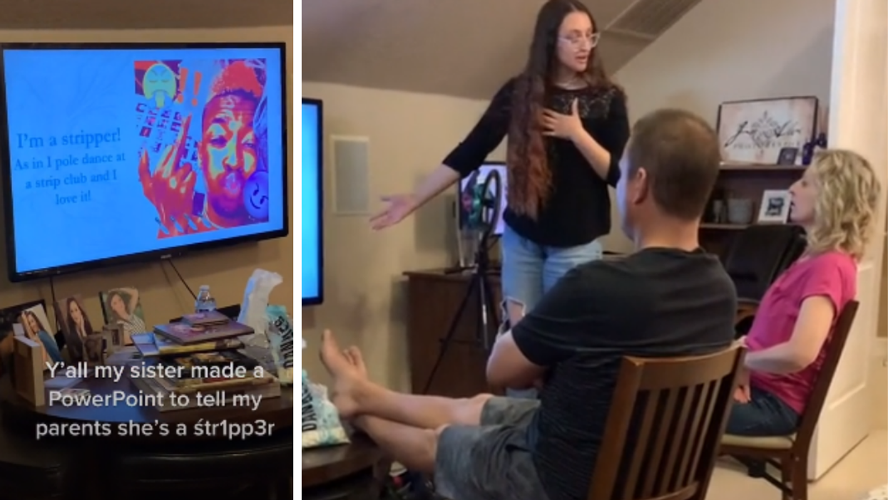 Woman uses PowerPoint to tell parents she’s a stripper and their reaction is incredible