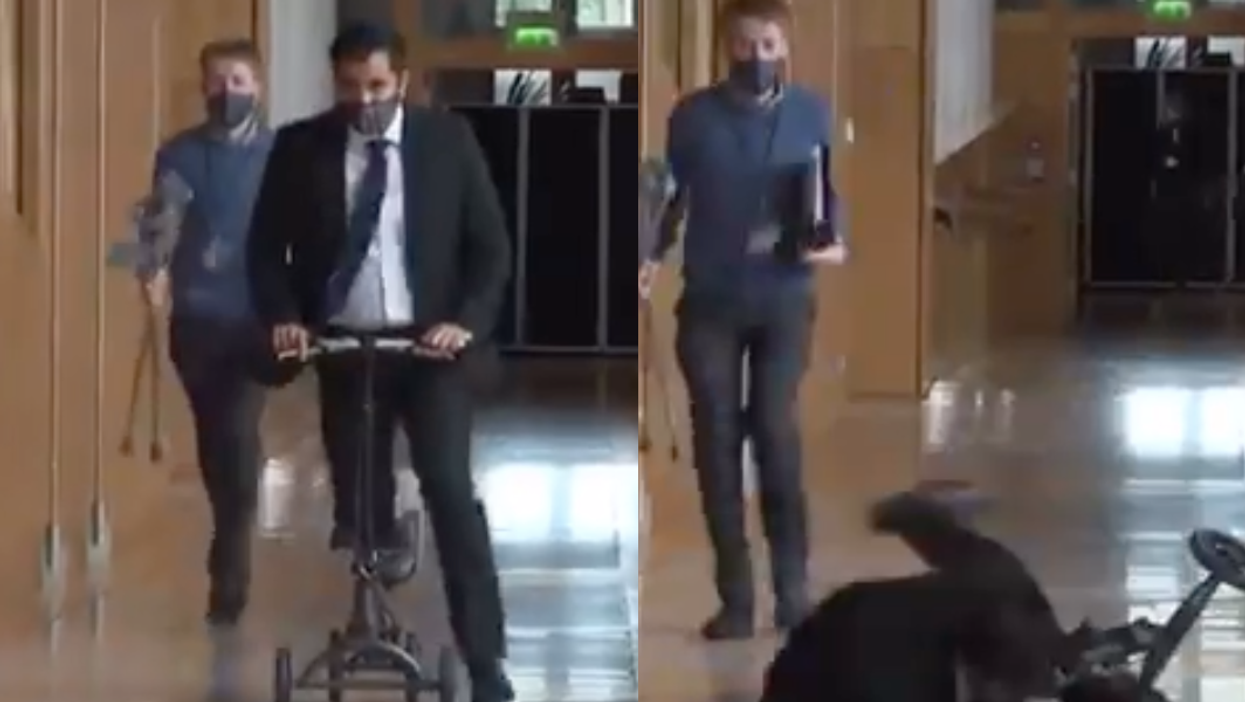 Health minister Humza Yousaf responds critically after video of his painful-looking fall goes viral