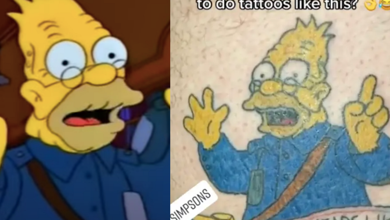 Man divides TikTok after getting a huge Grandpa Simpson quote tattooed on his leg