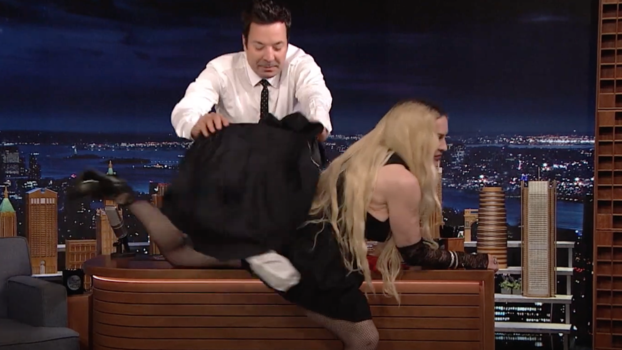 Madonna flashes viewers on the Tonight Show with Jimmy Fallon