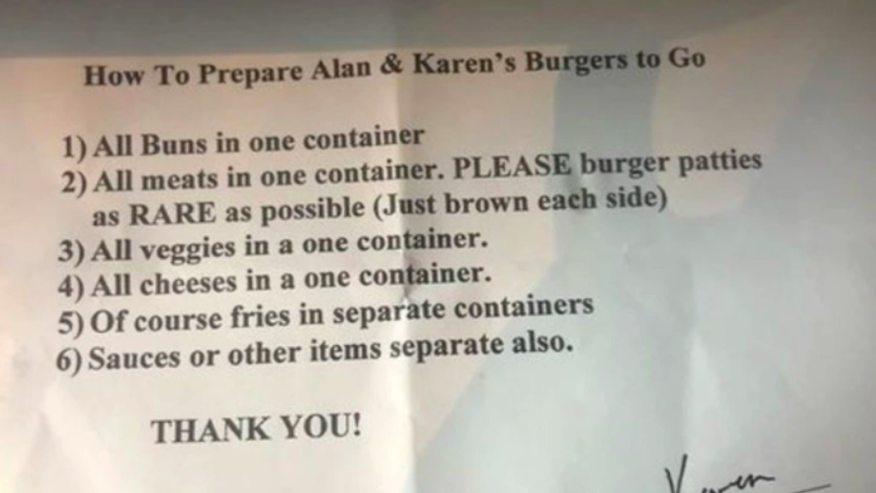 Couple divide opinion after sending note to chef explaining how to prepare their meal