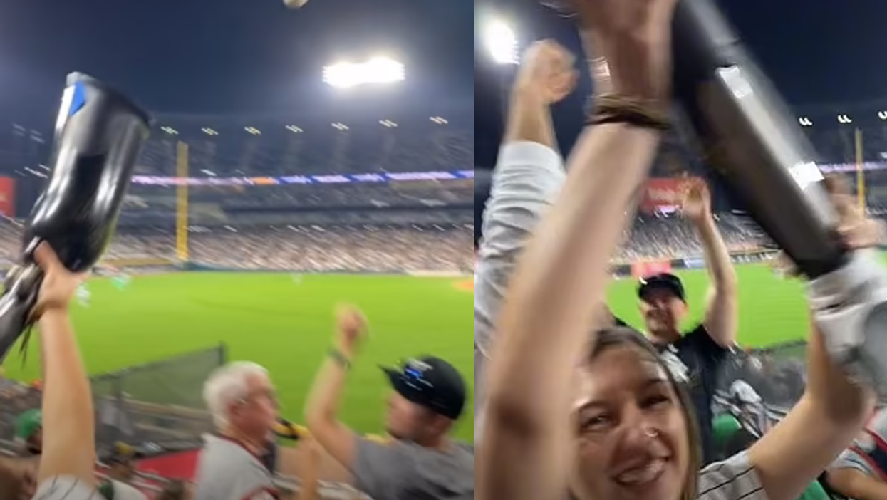 Woman uses her prosthetic leg to effortlessly catch home run at baseball game