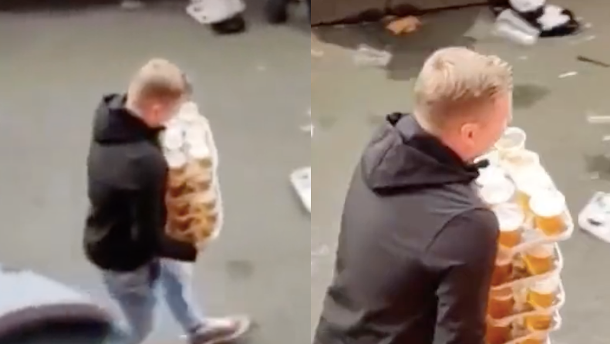 Dutch football fan becomes instant hero after effortlessly carrying 48 pints in one go