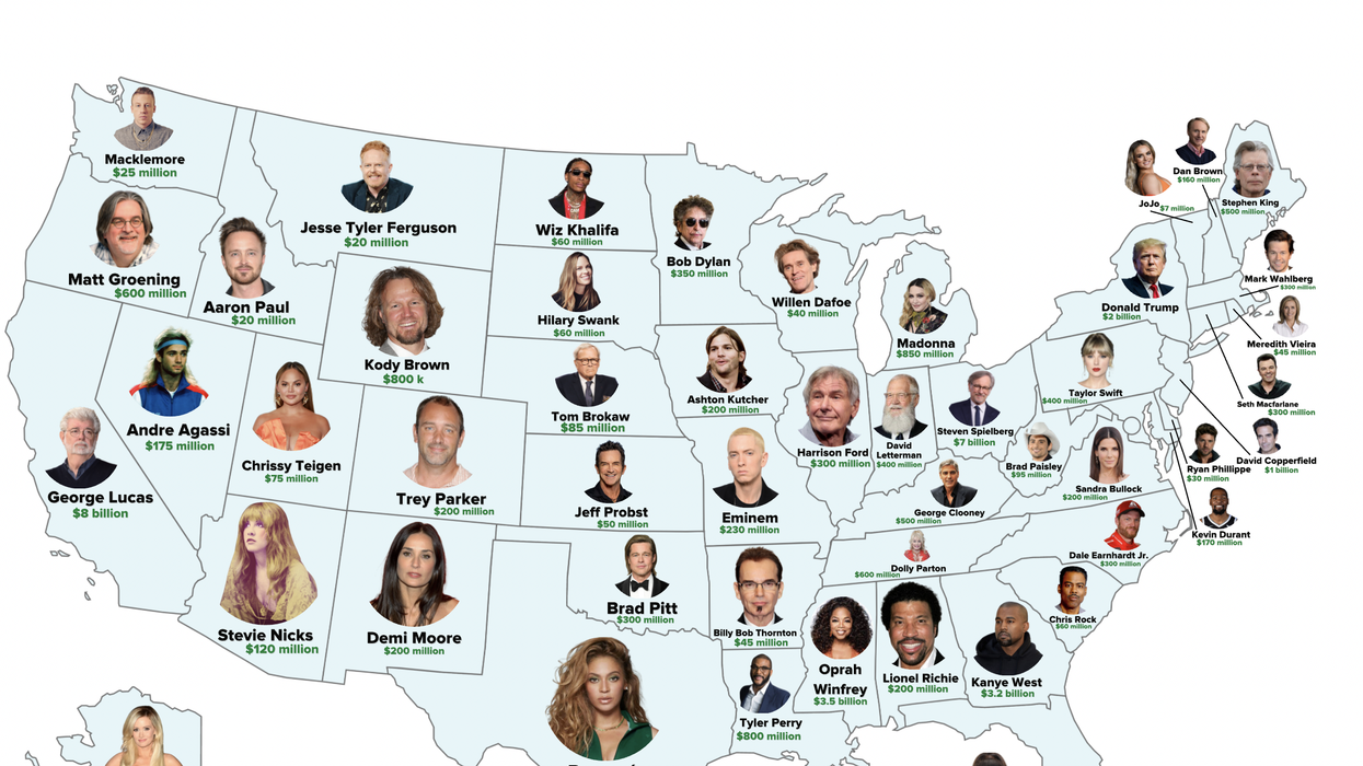 From Kanye West to Beyoncé, every state’s richest celebrity revealed