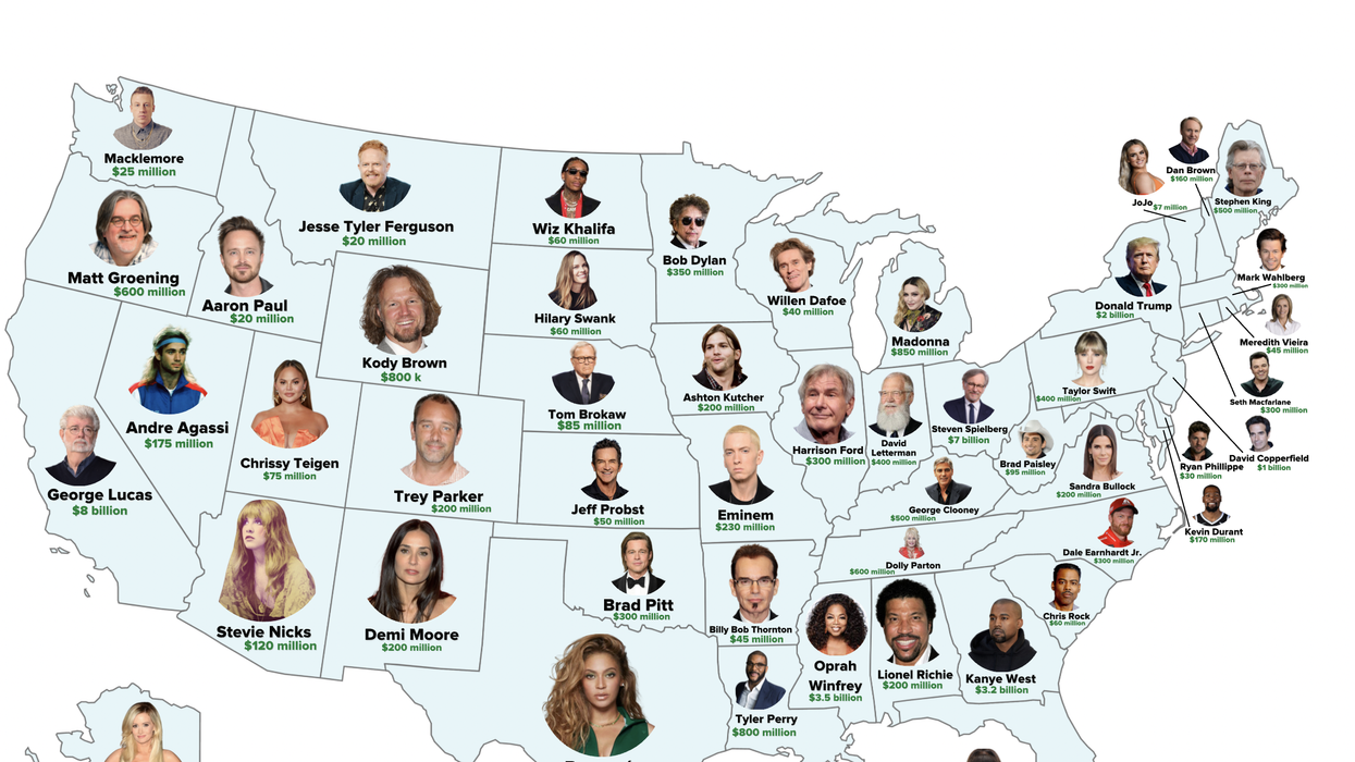 From Kanye West to Beyoncé, every state’s richest celebrity revealed