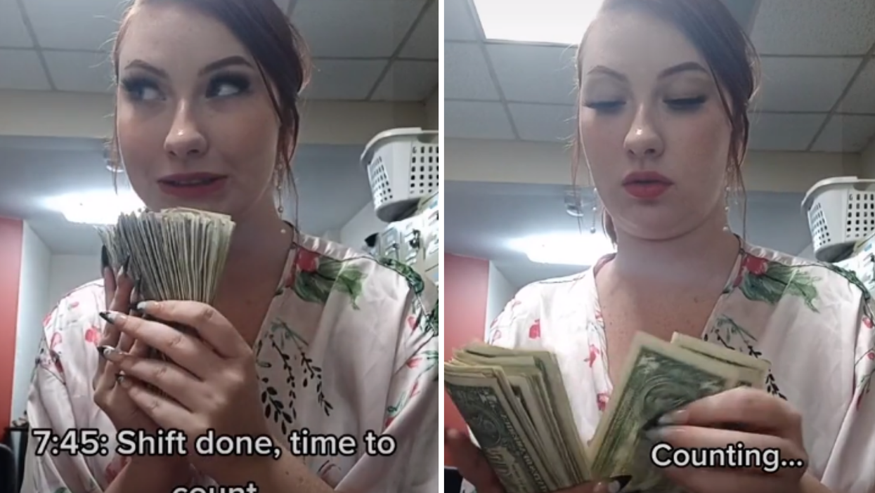 Stripper shows TikTok how much cash she makes during a quiet shift