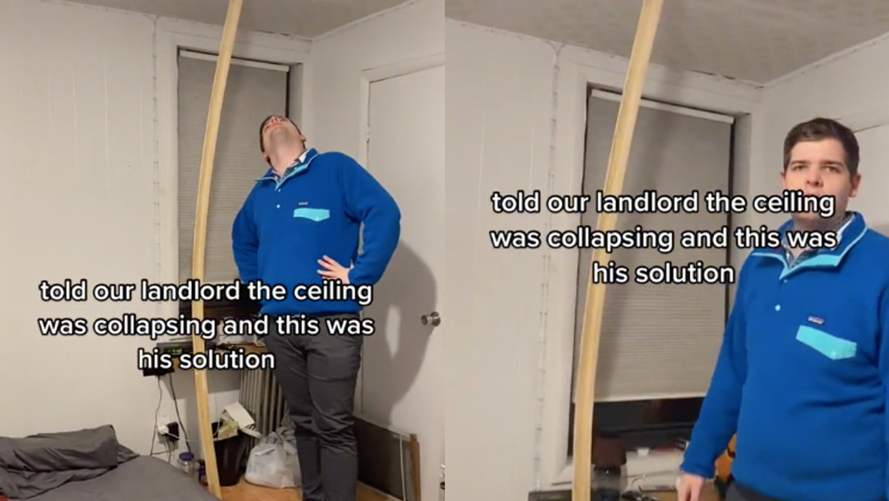 A landlord’s ‘temporary solution’ to collapsing ceiling has sparked uproar on TikTok