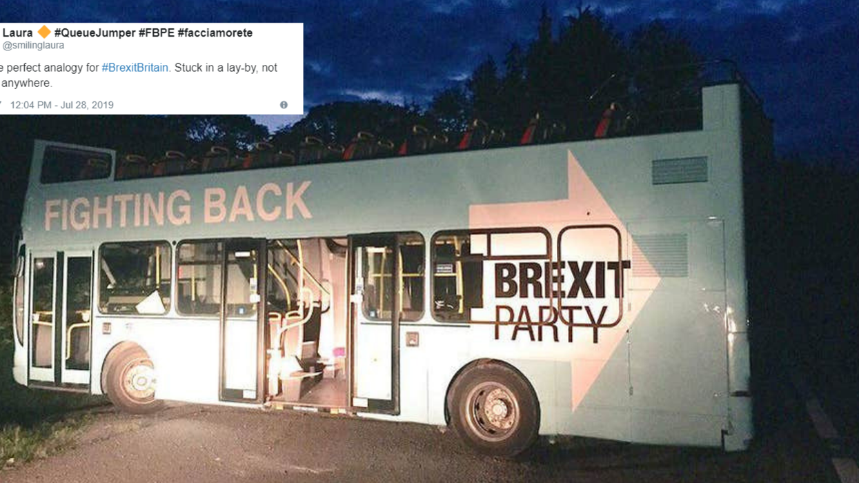 If this broken down bus isn't the perfect metaphor for Brexit, we don't know what is