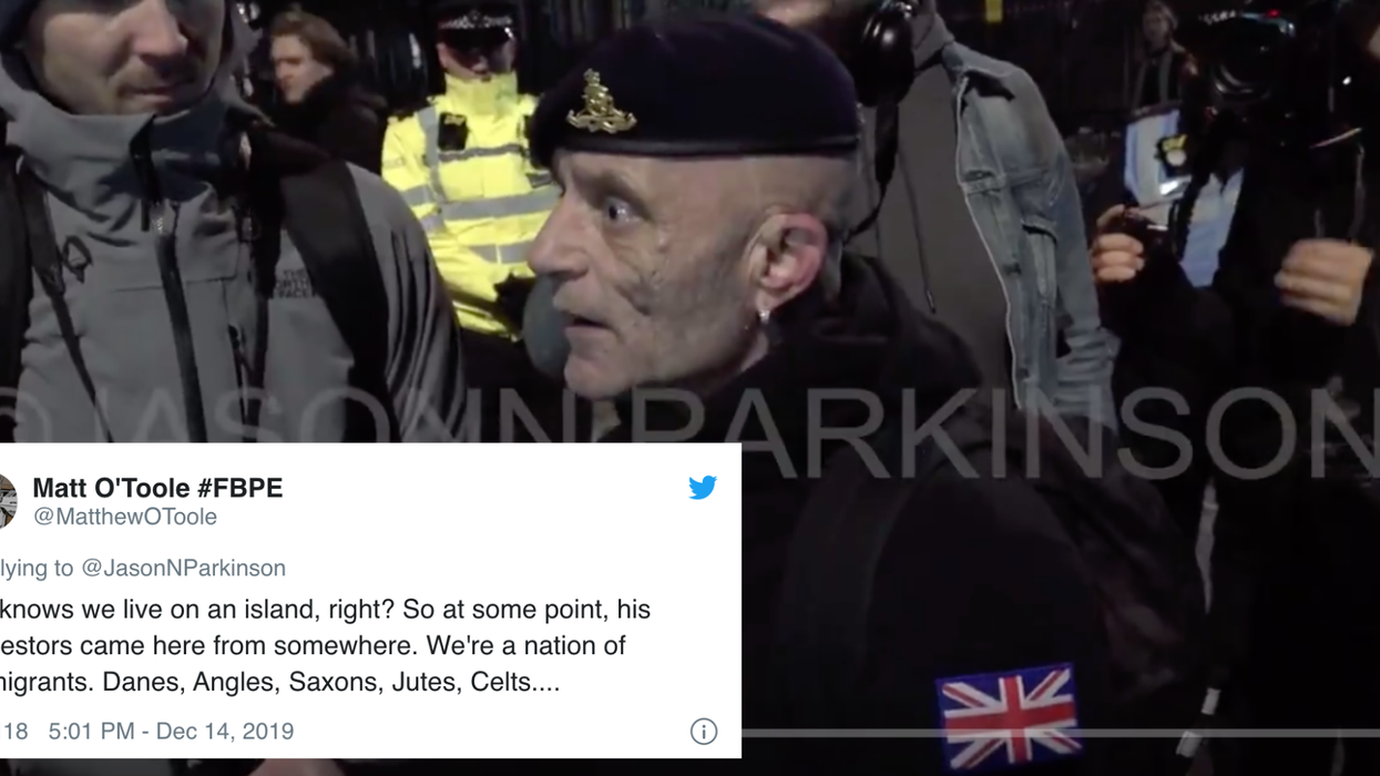 This man went off on a xenophobic rant at a Boris Johnson protest and it's beyond shocking