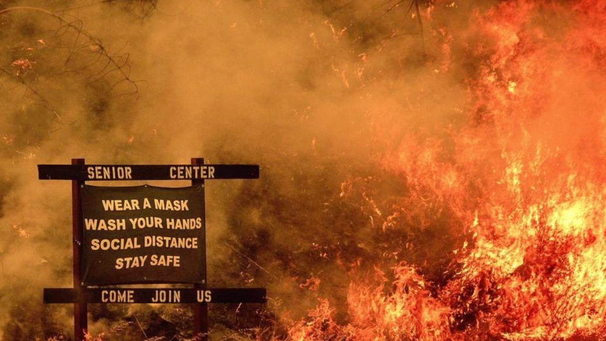 People think this photo of a burning sign sums up 2020