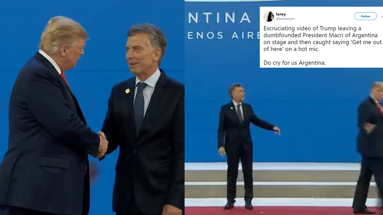 G20 summit: Trump casually wanders off stage leaving Argentina's president confused