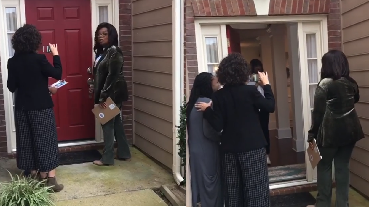 Oprah is going door-to-door to get people to vote - you need to see it