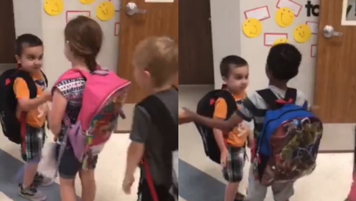 A primary school teacher's daily greeting ritual for her class has gone viral for a touching reason