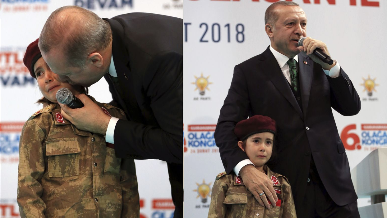 Turkey's Erdogan tells crying six-year-old child she would be honoured to die a martyr on live TV