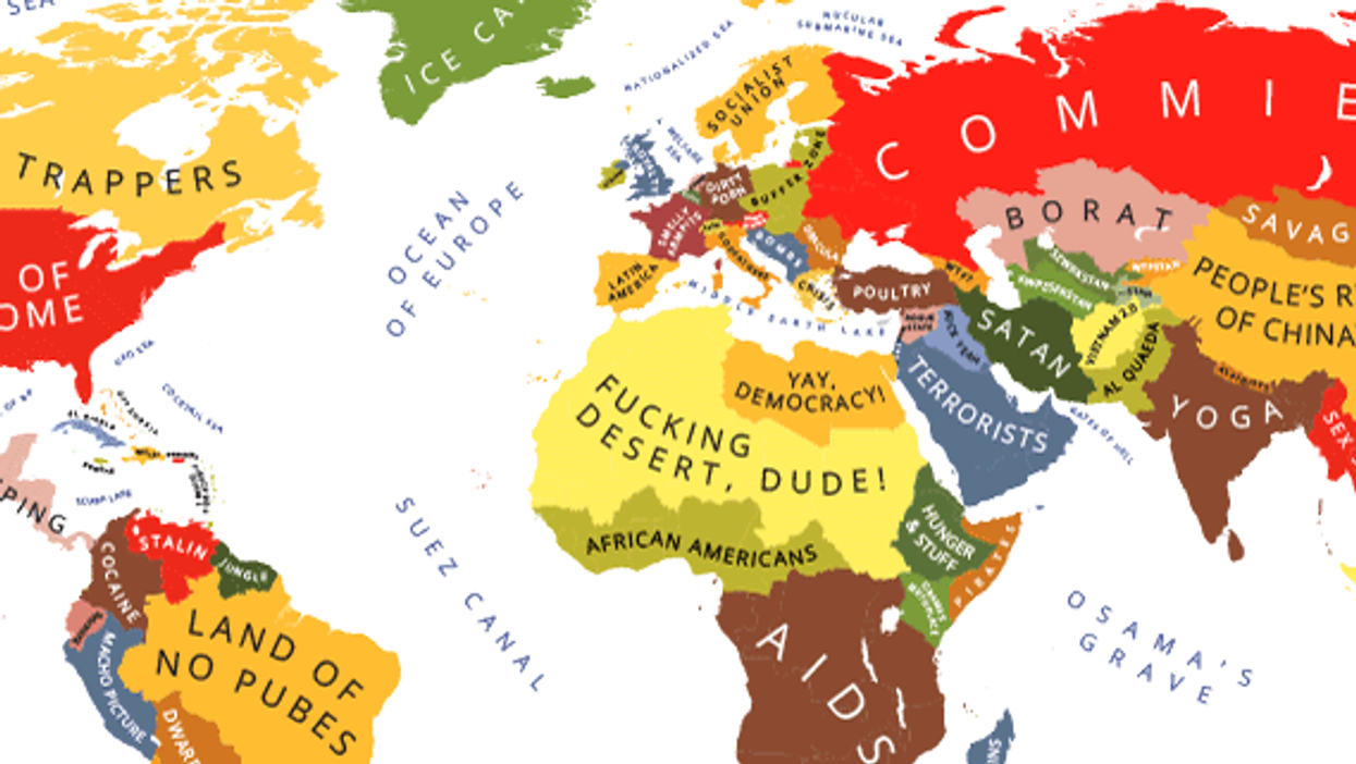 A map of the world according to American stereotypes