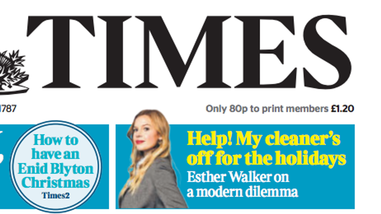 The Times moans about the au pair taking a break for Christmas, everyone is mildly annoyed