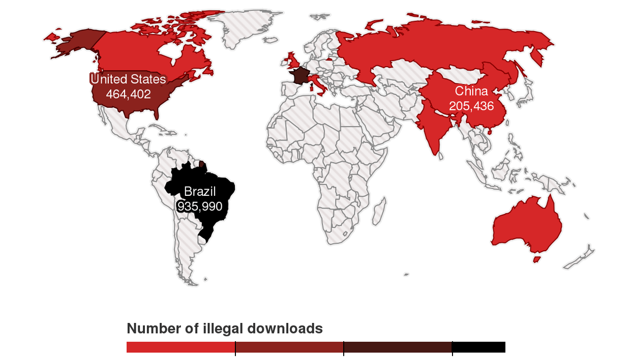 The countries that illegally download Game of Thrones the most