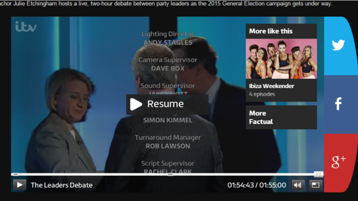 ITV Player's algorithm just gave us a great idea for a leaders' debate spinoff show