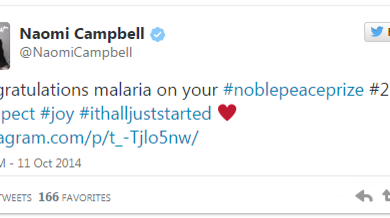 Naomi Campbell has this to say about Malala... or malaria