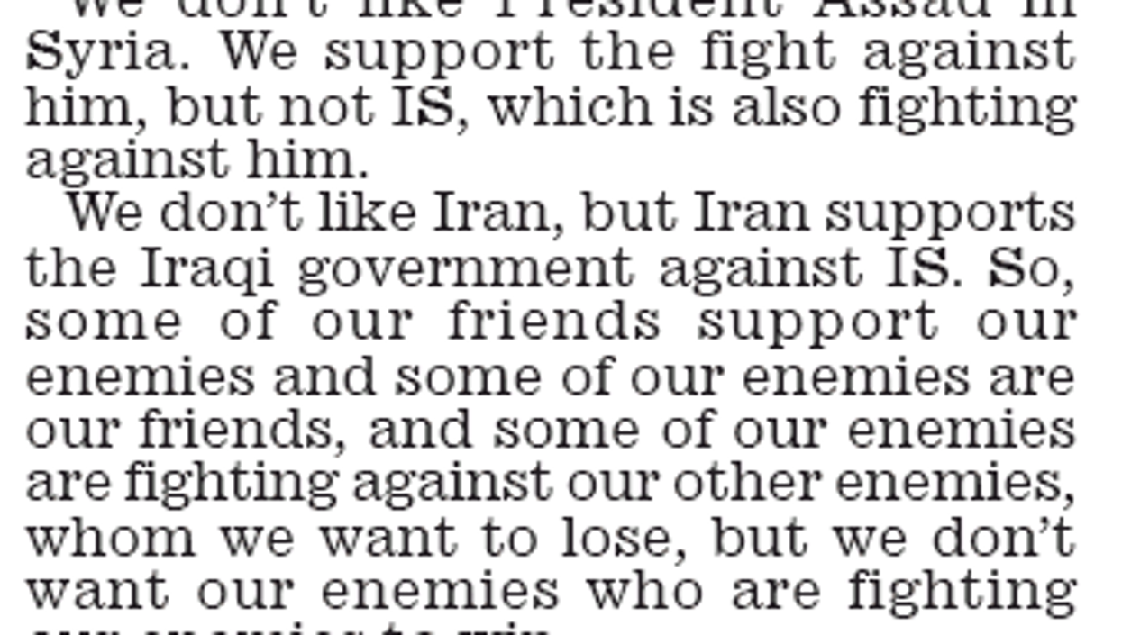Letter to Daily Mail gives excellent explanation of war with Isis