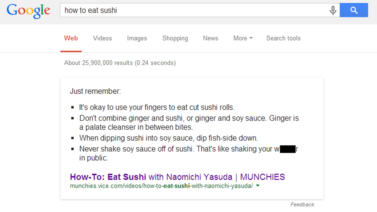 This is what happens when you ask Google 'how to eat sushi'